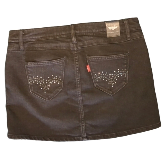 LEVI'S Lady Style Black Denim Skirt Rhinestones Size W27 - Picture 13 of 16